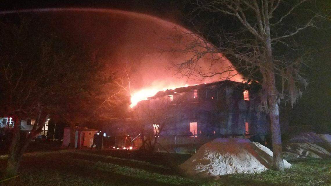 A building that housed exotic birds was destroyed in a fire north of Charleston, South Carolina.