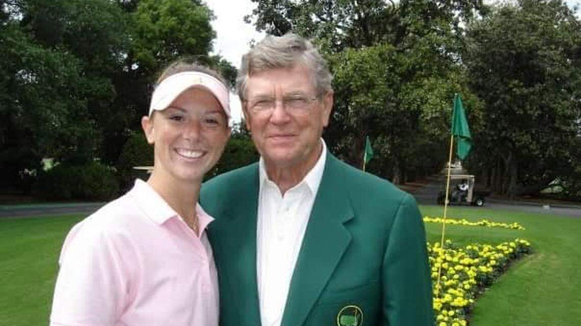 Former USC women’s golfer Meredith Taylor with the late Hootie Johnson, former chairman of The Masters and Augusta National.