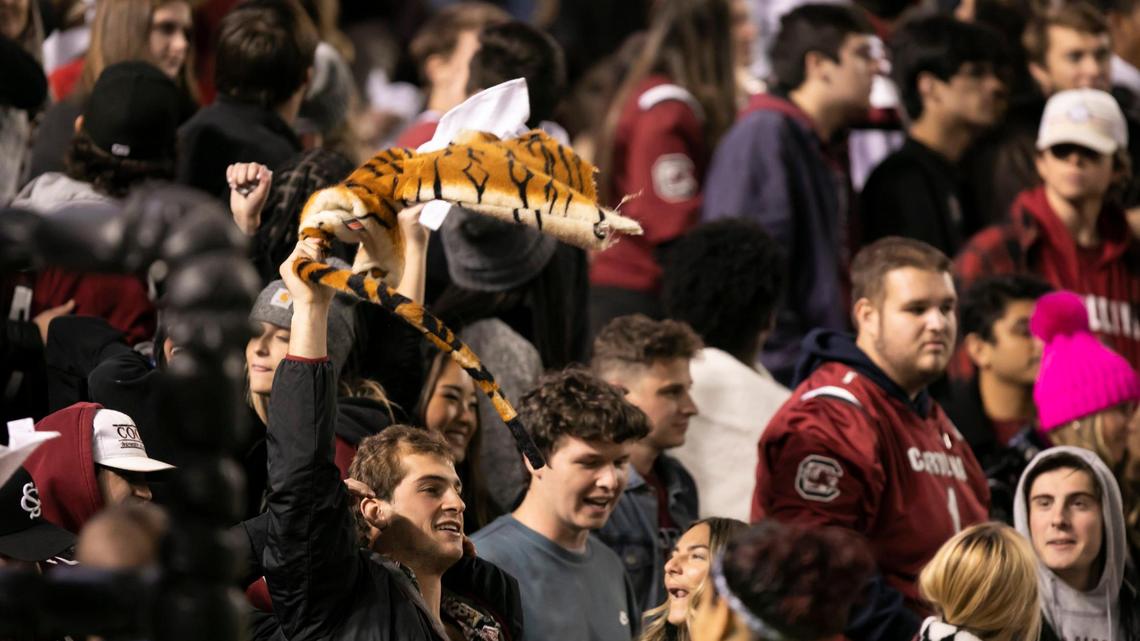 Fans cheer during the Gamecocks’ game against Clemson at Williams-Brice Stadium on Saturday, November 27, 2021.