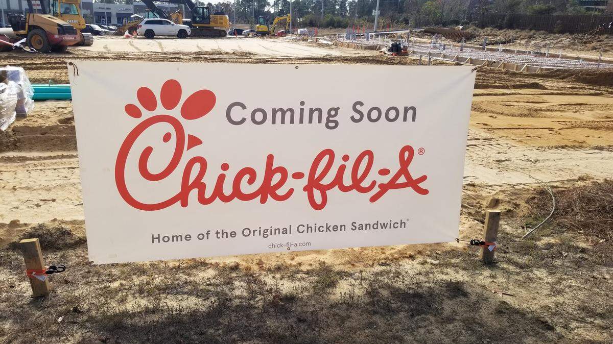 A Chick-fil-A restaurant is being constructed along Platt Springs Road in Red Bank, near a Publix grocery store.