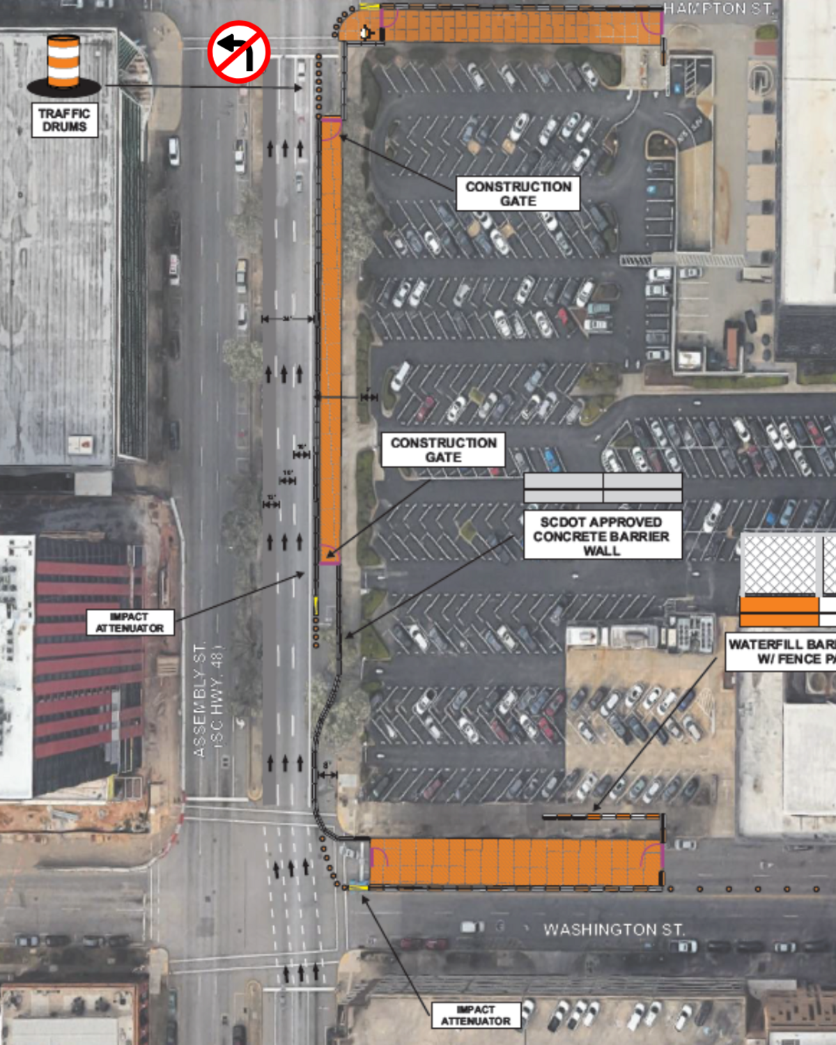 Drivers taking Assembly Street north through downtown Columbia will have to adjust to a new traffic pattern, which is expected to be in place for up to two years beginning this week. The major traffic shift is needed to allow for the construction of a new housing tower on the 1400 block of Main Street.