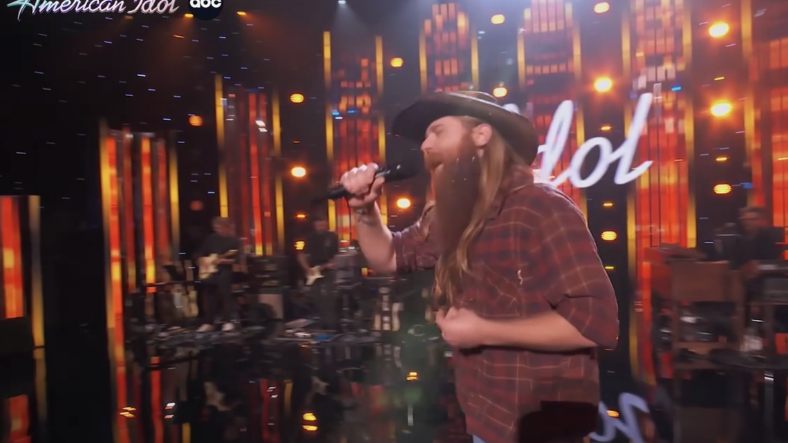 Warren Peay of Bamberg, SC, performs on “American Idol,” Sunday April 9.