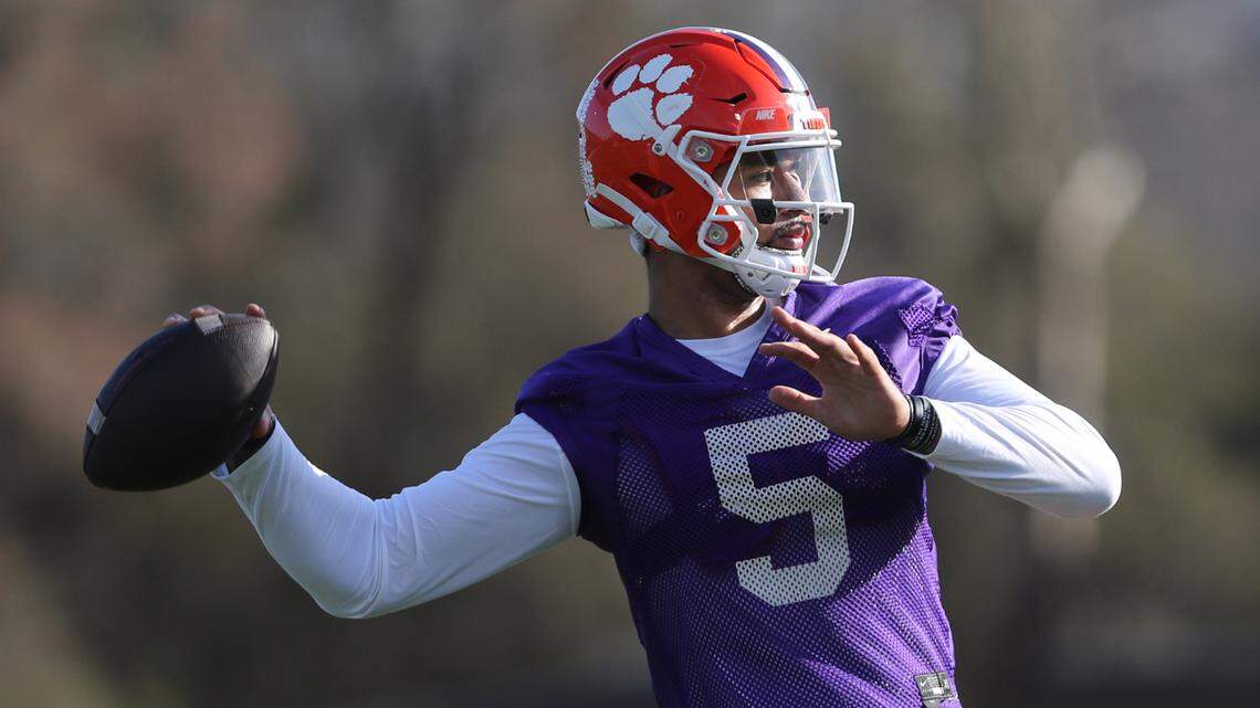 Clemson’s DJ Uiagalelei at spring practice Friday, March 4, 2022.