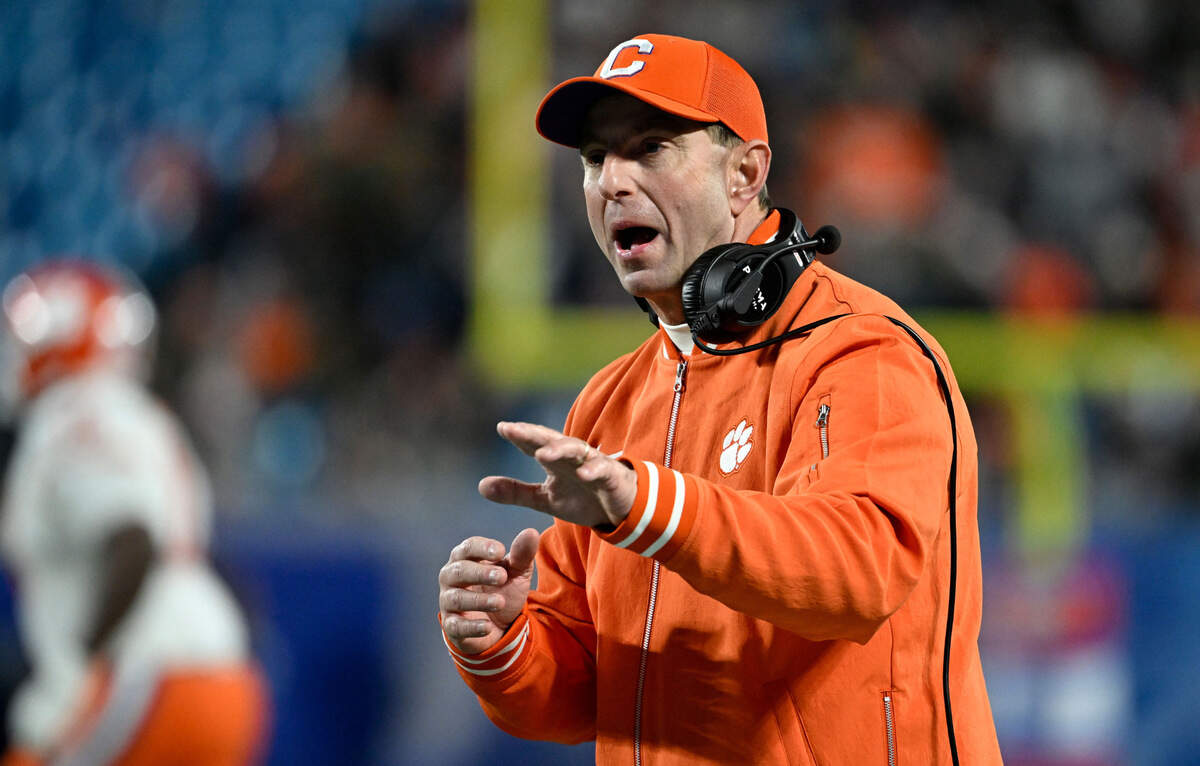 Clemson Tigers head coach Dabo Swinney during the second quarter against the Southern Methodist Mustangs in the 2024 ACC Championship game at Bank of America Stadium.