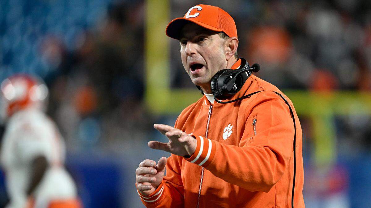 Dec 7, 2024; Charlotte, NC, USA; Clemson Tigers head coach Dabo Swinney during the second quarter against the Southern Methodist Mustangs in the 2024 ACC Championship game at Bank of America Stadium.