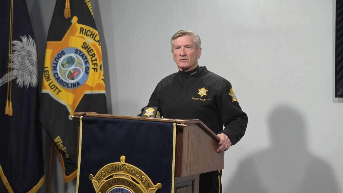 Richland County Sheriff Leon Lott holds a news conference on Nov. 12, 2025, in reference to a bonfire shooting that left three teens injured by gunfire on Oct. 31, 2025.