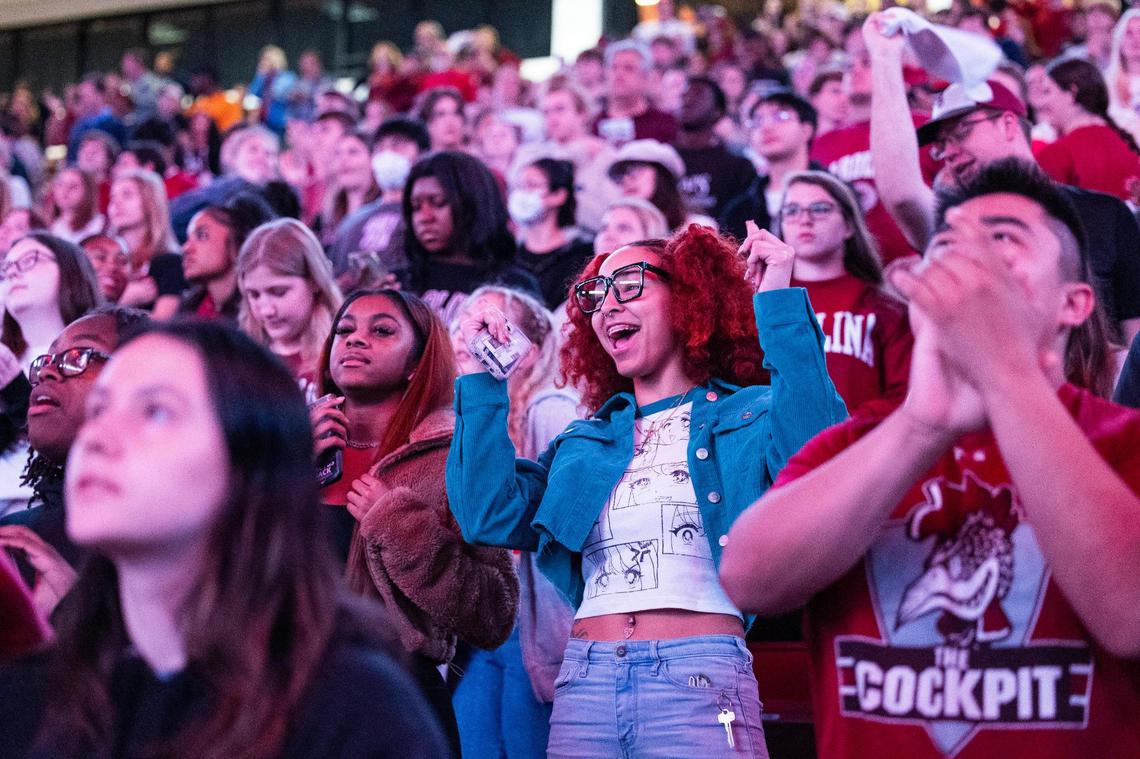 Fans cheer as South Carolina takes the court to play UCLA on Tuesday, November 29, 2022.