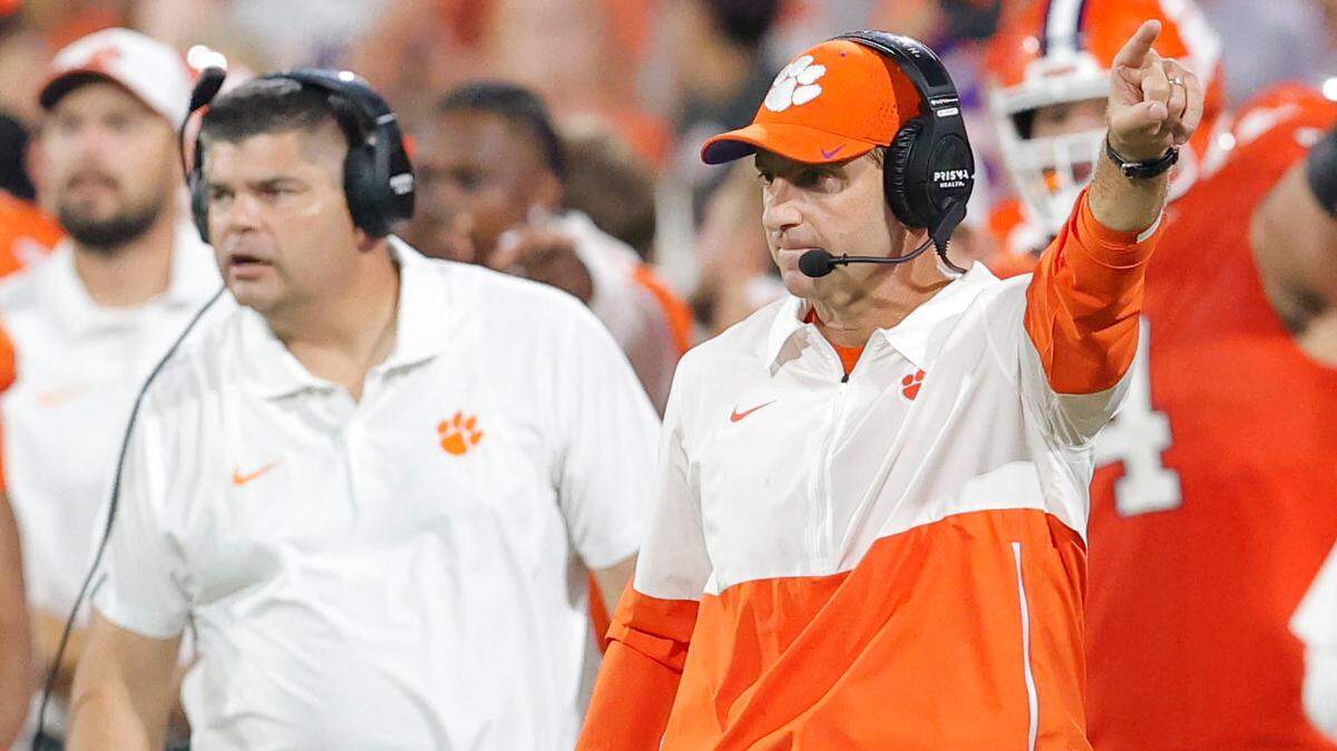 Clemson head coach Dabo Swinney is seen against Stanford in Clemson, S.C. on Saturday, Sept. 28, 2024.