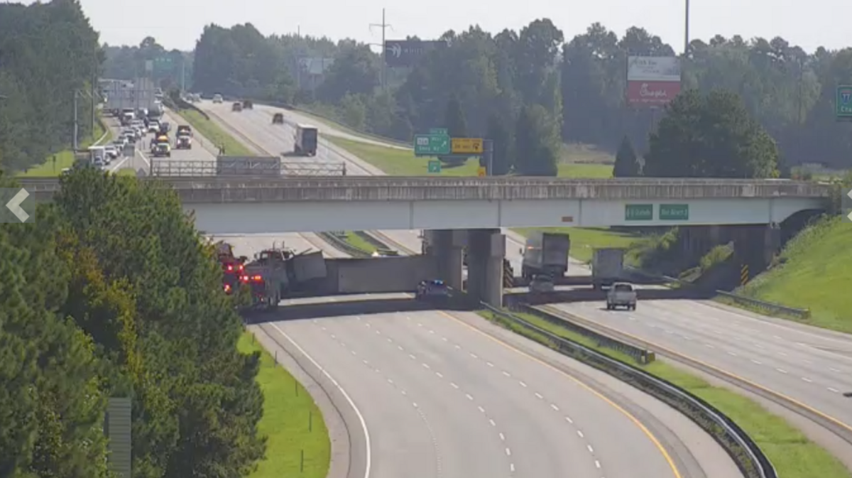 An overturned tractor trailer on Interstate 77 in Richland County.