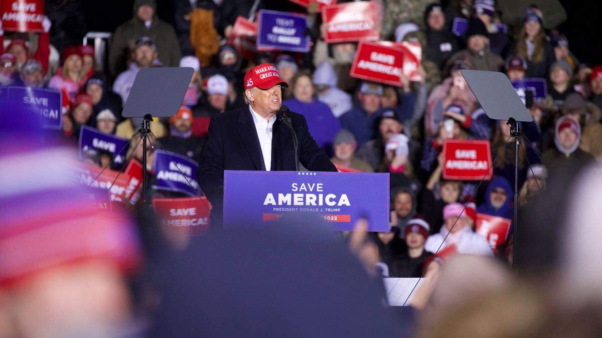 Former President Donald Trump speaks to thousands of supporters at his rally on Saturday, March 12, 2022, in Florence, S.C.