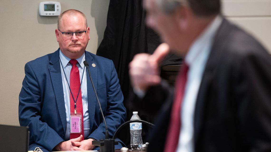 Prosecutor John Meadors questions SLED special agent David Owen about his investigation during Alex Murdaugh’s trial for murder at the Colleton County Courthouse on Wednesday, Feb. 15, 2023. Joshua Boucher/The State/Pool