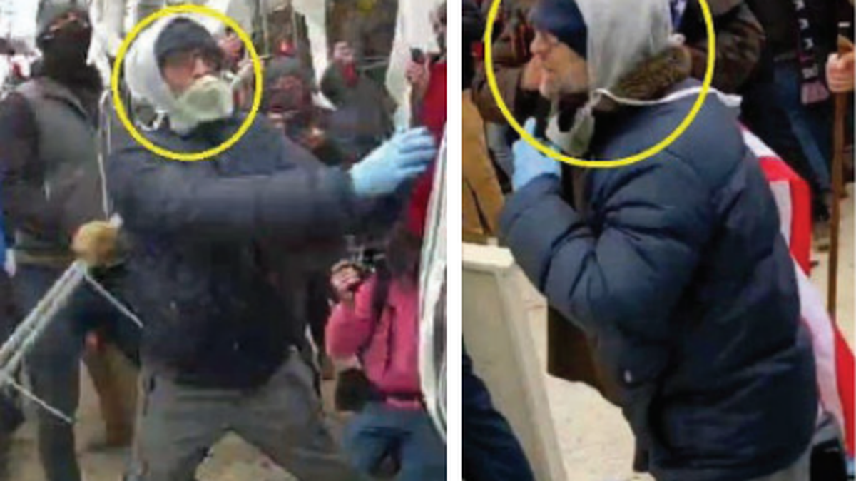 A federal criminal complaint allegedly shows Justin Perrou of Charleston fighting with police on Jan. 6, 2021, at the U.S. Capitol.