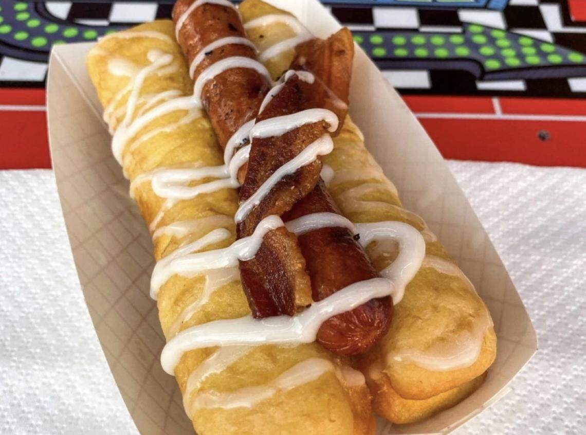 A donut dog, one of the new foods that will be offered at the South Carolina State Fair this year.