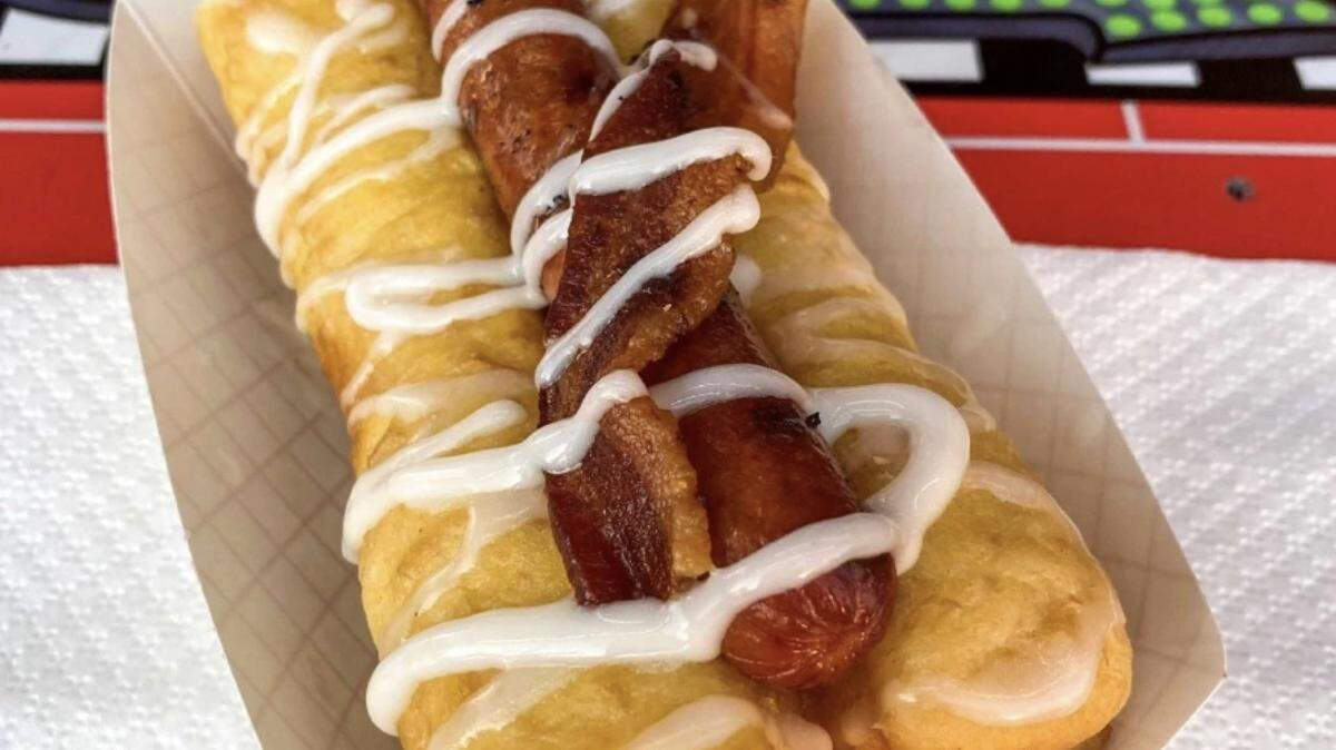 A donut dog, one of the new foods that will be offered at the South Carolina State Fair this year.