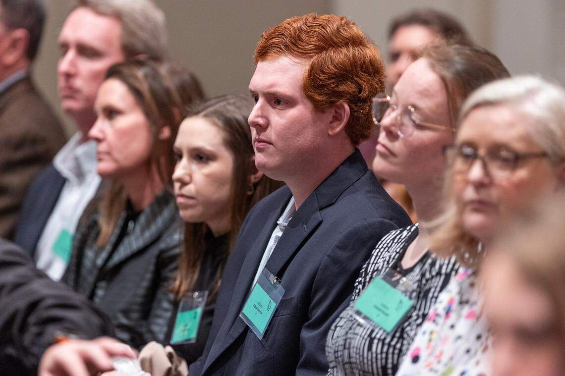 The Murdaugh family listens to opening statements in Alex Murdaugh’s trial for murder at the Colleton County Courthouse on Wednesday, January 25, 2023. Joshua Boucher/The State/Pool