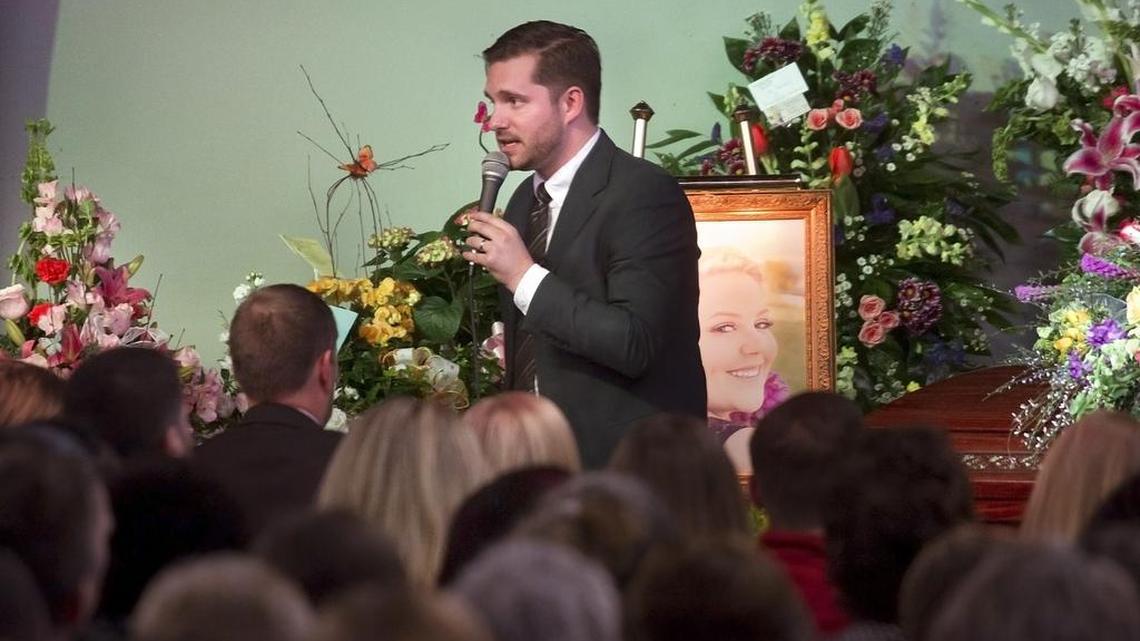 Kent Reeder, pastor of Illumine Church in Rock Hill, delivers the eulogy at Karson Whitesell's funeral Saturday. Whitesell was shot and killed Tuesday at the Peach Stand in Fort Mill.