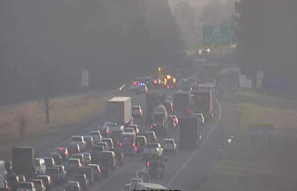 Emergency responders were on the scene of a crash in Lexington County, traffic cameras showed.