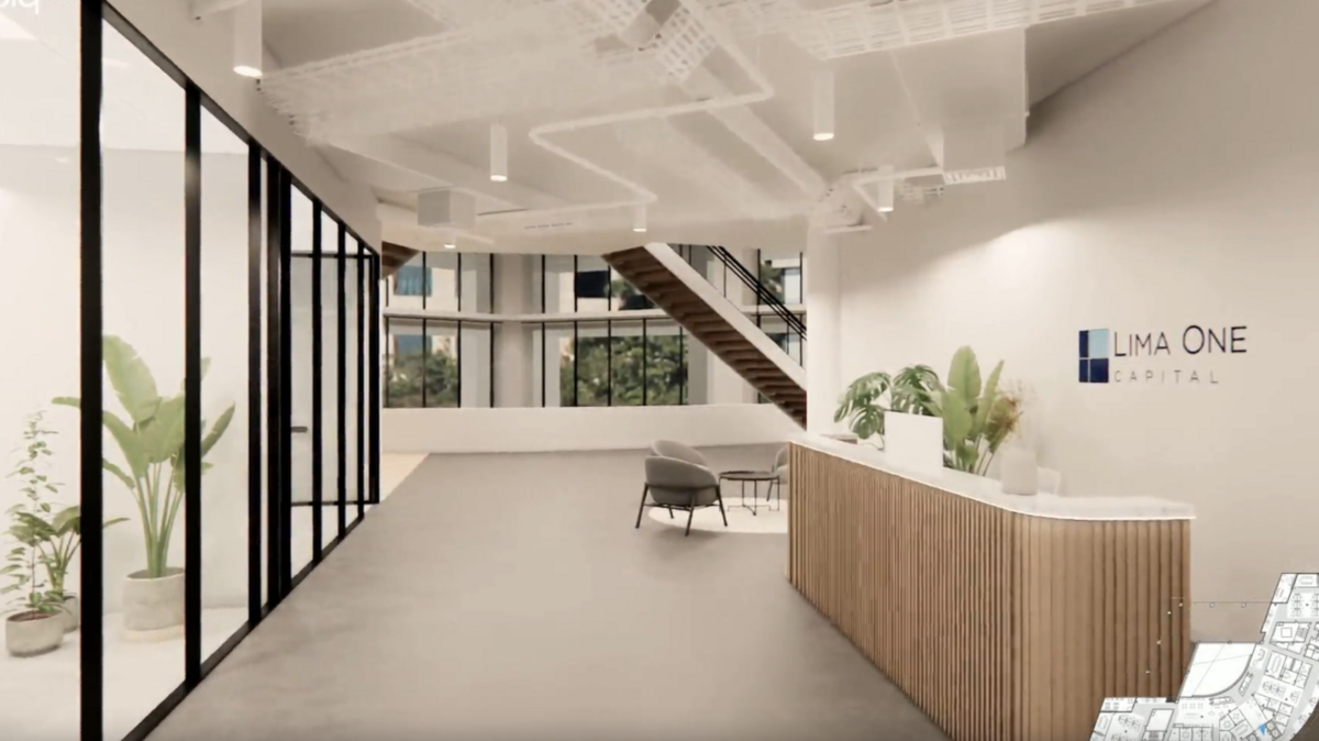 This rendering shows the lobby of Lima One Capital’s new headquarters in Greenville, SC.