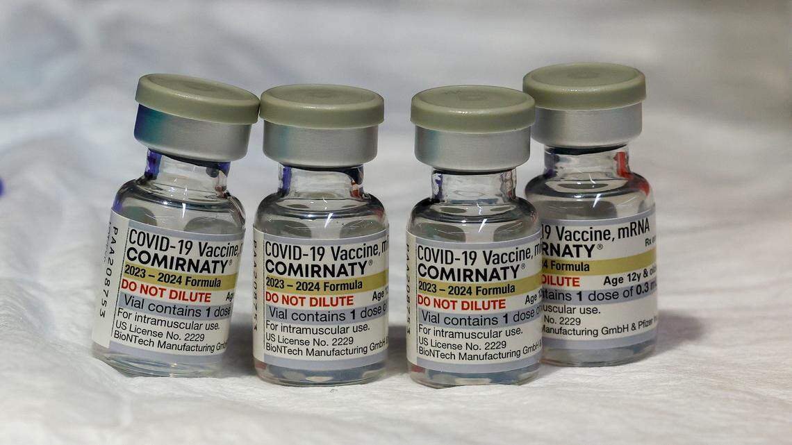 Pfizer-BioNTech 2023-24 COVID-19 vaccine. This mRNA formulation offers protection against BA.2, BA.2.86 Pirola, EG.5 Eris, XBB.1.5 COVID variants needed immunity as COVID hospitalizations begin to rise ahead of the fall and winter season. Mandatory Credit: Lee S. Weissman/Handout via USA TODAY NETWORK
