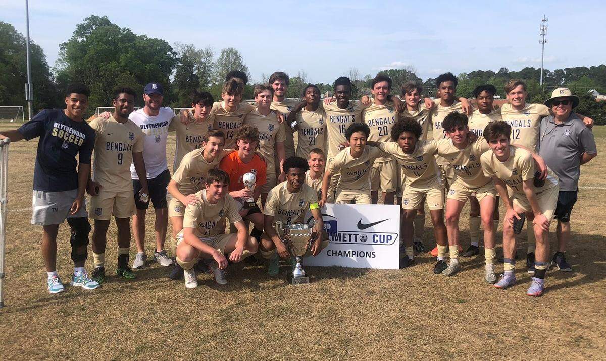 Blythewood boys soccer won the Crescent Division of the Nike Palmetto Cup on Wednesday, April 13, 2022.