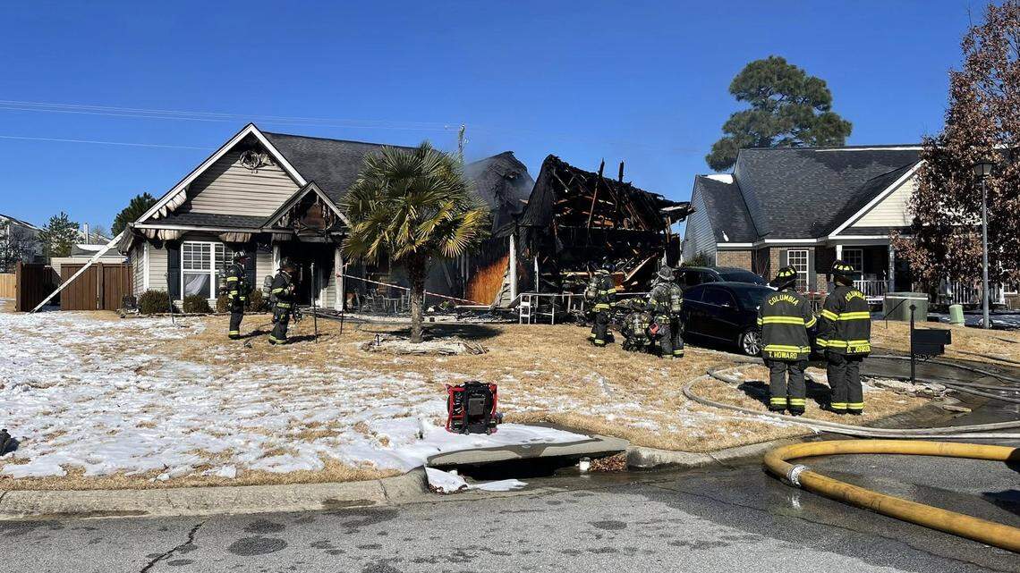 Heavy fire seen coming from house that partially collapsed, SC officials say