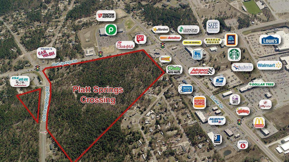 Platt Springs Crossing, a nearly 60-acre mixed-use development, is being planned for Lexington County, SC’s Red Bank area.