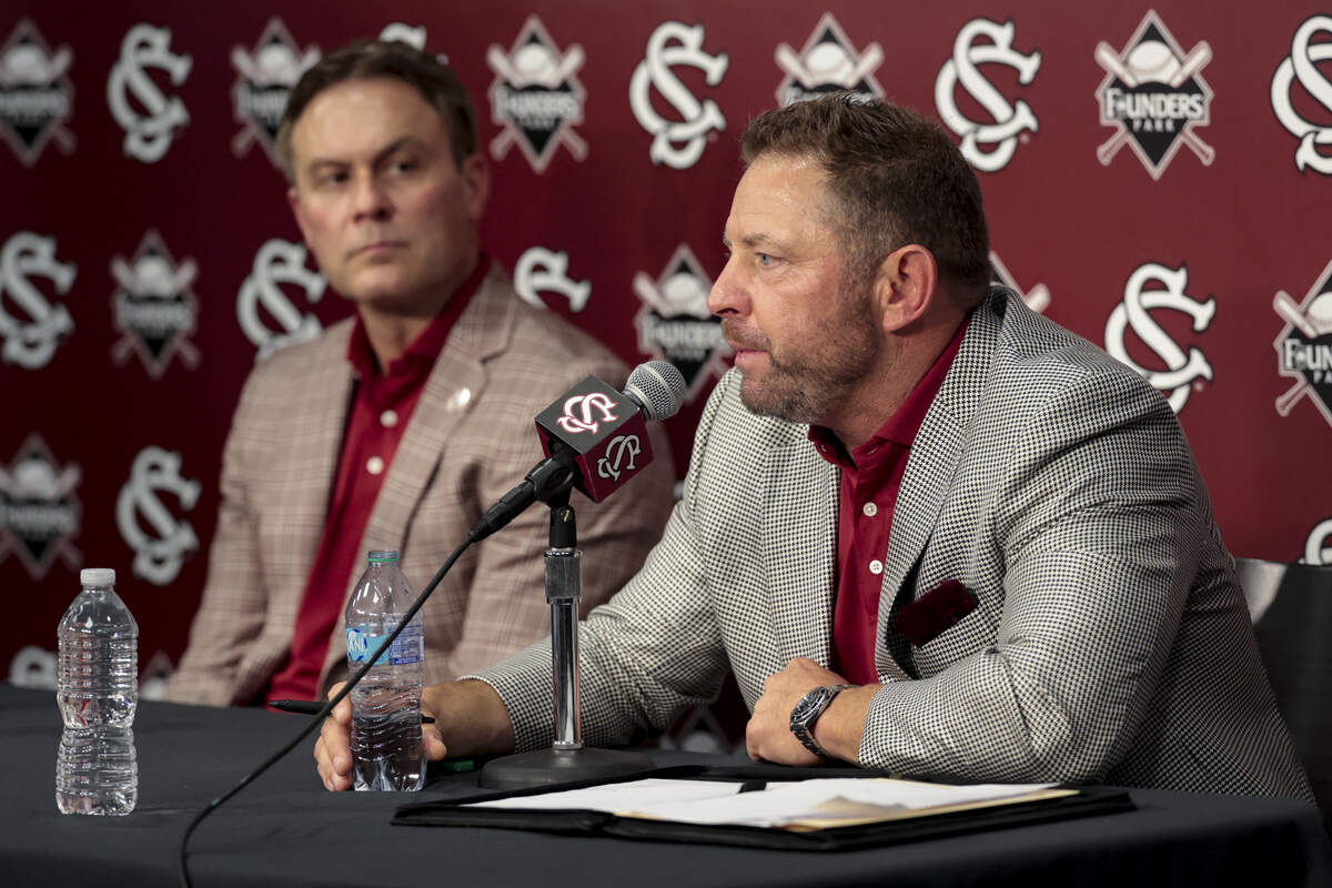 New University of South Carolina head baseball coach Kevin Schnall speaks during a press conference at Founders Park on Friday, June 12, 2026.