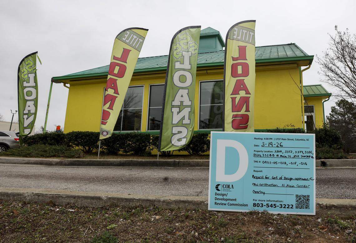 The City of Columbia is considering approving a development at the intersection of North Main Street and Sunset Drive. The development of a Murphy gas station would require the relocation of Auto Money title loans, currently at the intersection. 