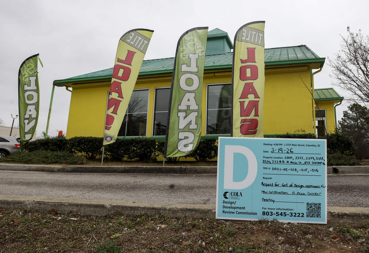 The City of Columbia is considering approving a development at the intersection of North Main Street and Sunset Drive. The development of a Murphy gas station would require the relocation of Auto Money title loans, currently at the intersection. 