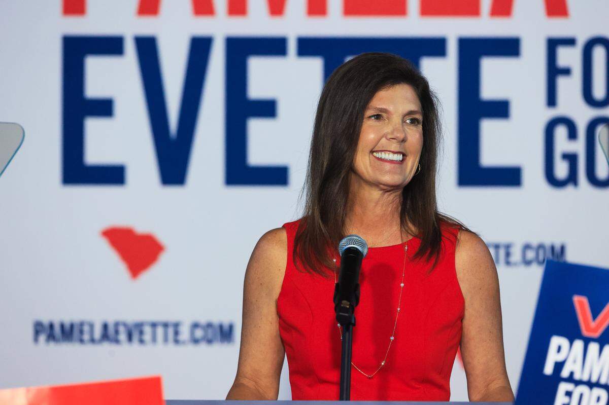 Lt. Gov. Pamela Evette announces her bid for the Republican nomination for South Carolina Governor at The Smokestack at Judson Mill on Monday, July 14, 2025.
