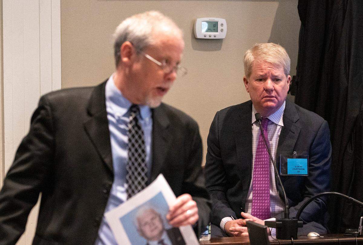 Ronnie Crosby, Hampton trial attorney and former law partner of Murdaugh’s, is questioned by prosecutor Creighton Waters during the Alex Murdaugh trial at the Colleton County Courthouse in Walterboro, Tuesday, Feb. 28, 2023. Andrew J. Whitaker/The Post and Courier/Pool