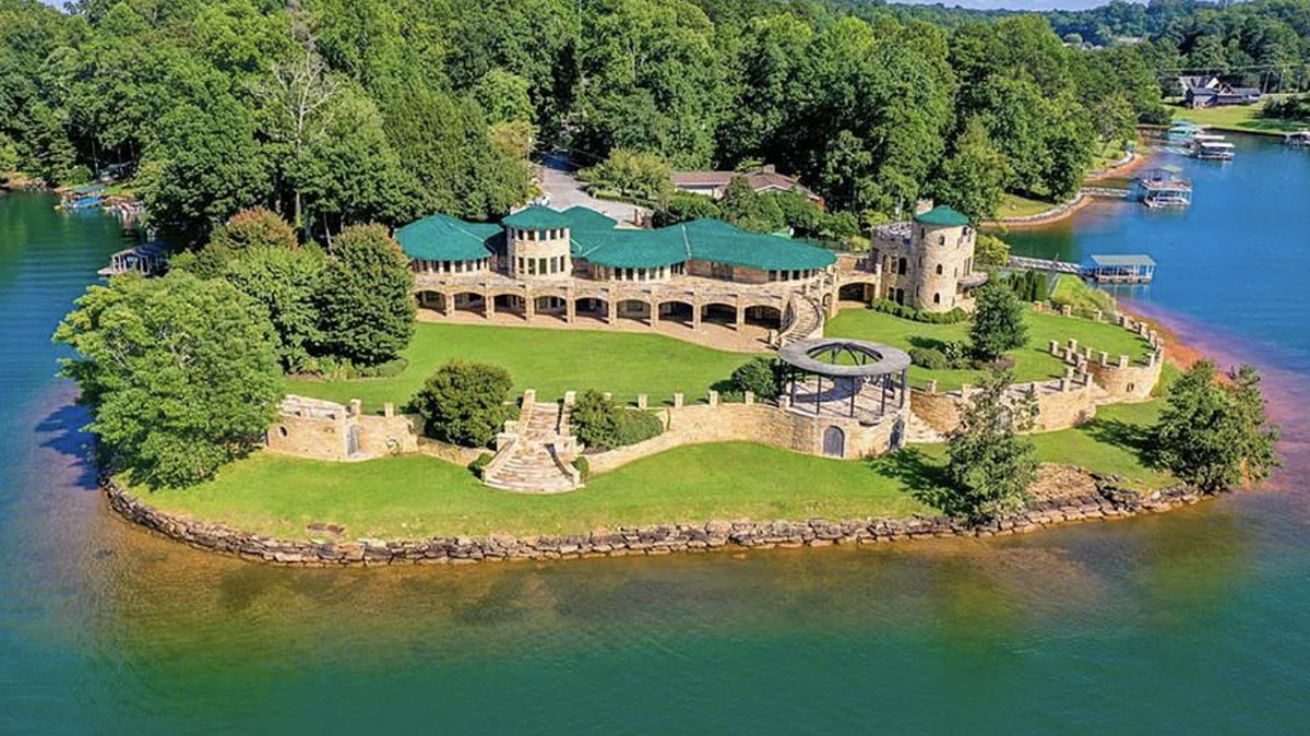 The Castle on Lake Keowee includes 1.75 acres — three combined lakefront lots.
