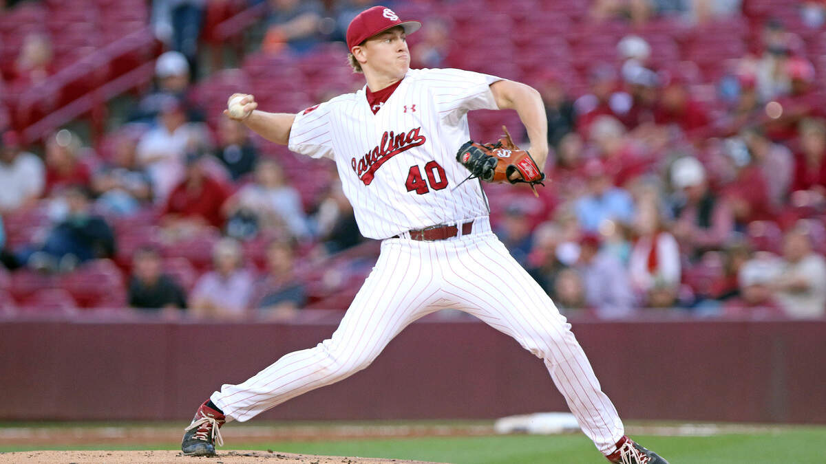 South Carolina baseball’s Wesley Sweatt pitches against Georgia on Friday at Founders Park.