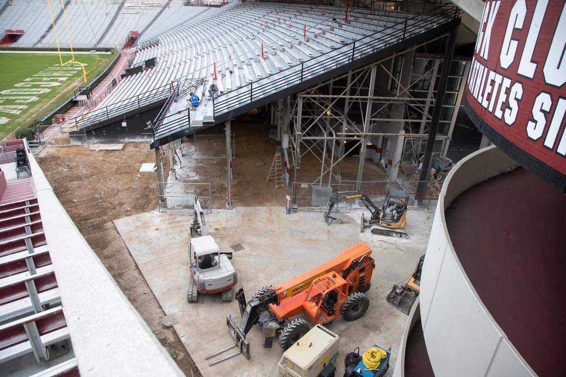 The future home of the 2001 Club, a wedge-shaped section of new loge box seats that will fill in an open corner over the tunnel the team uses to take the field and a club area beneath it. The indoor portion will include window that open so fans can high-five players as they go to and from the field.