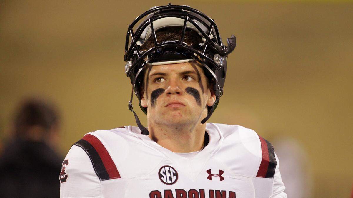 South Carolina Gamecocks quarterback Jake Bentley (4) prior to the start of their game against Clemson at Memorial Stadium in Clemson, SC, Saturday, November 26, 2016.