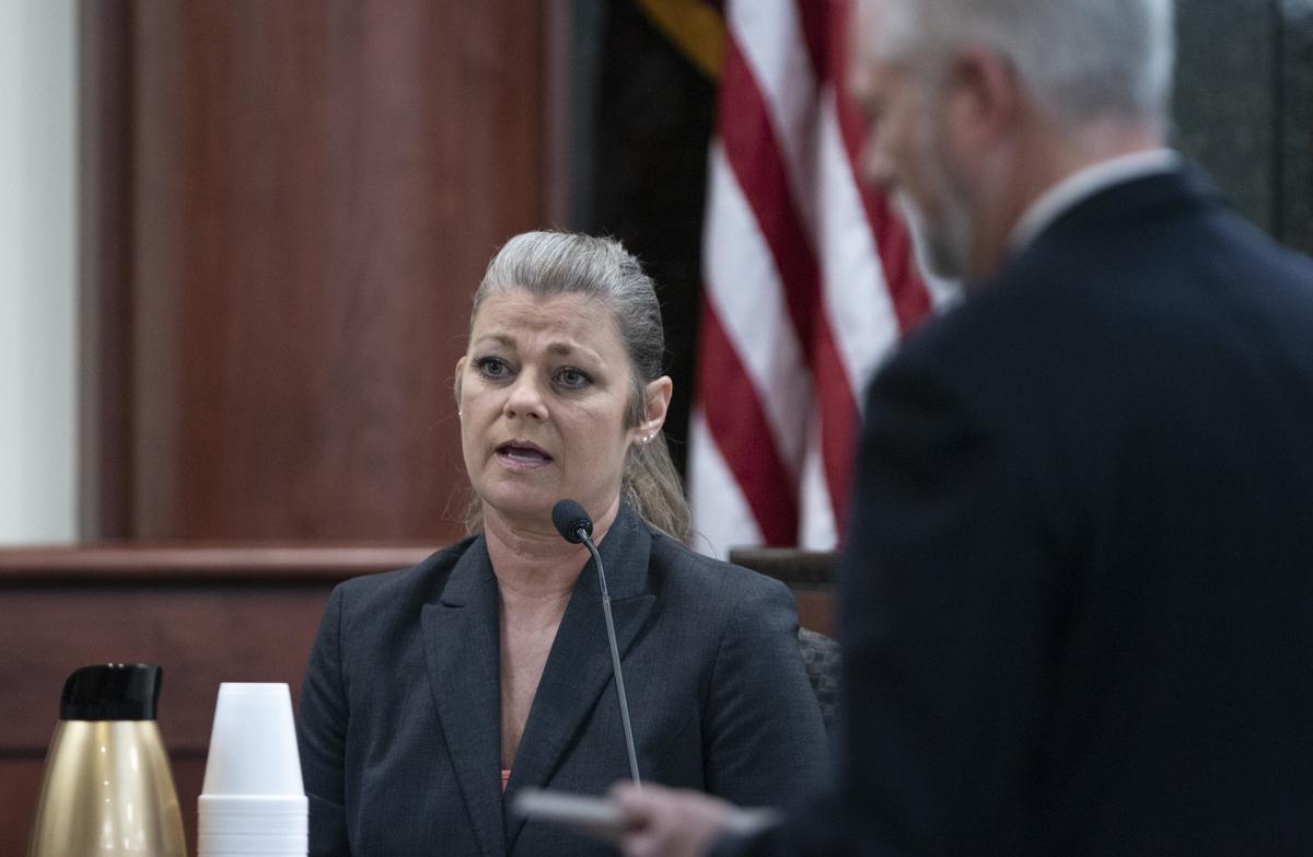 Forensic Scientist Stacy Jones is questioned by 11th Circuit deputy Solicitor Shawn Graham during the trail of Tim Jones in Lexington. Jones processed evidence from Tim Jones’ car. Timothy Jones, Jr. is accused of killing his 5 young children in 2014. Jones, who faces the death penalty, has pleaded guilty by reason of insanity. 5/16/19