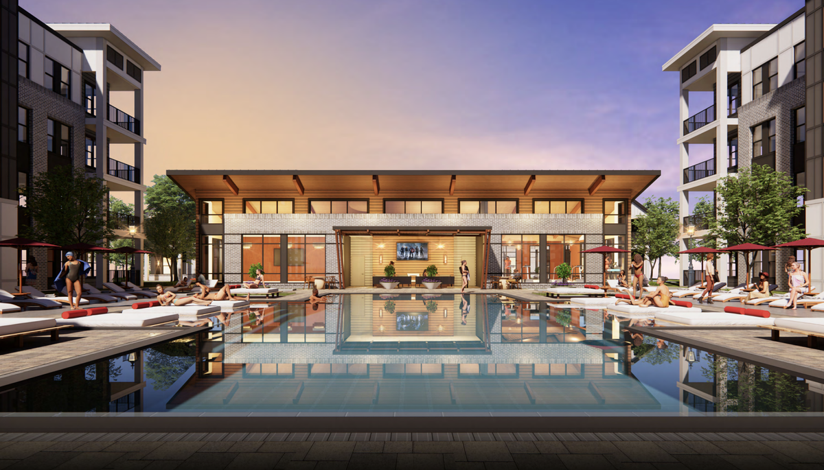 District South will include a market, fitness and wellness center, swimming pool, meeting room, fully supplied hobby room, dog park and pet spa, car wash and mail room.