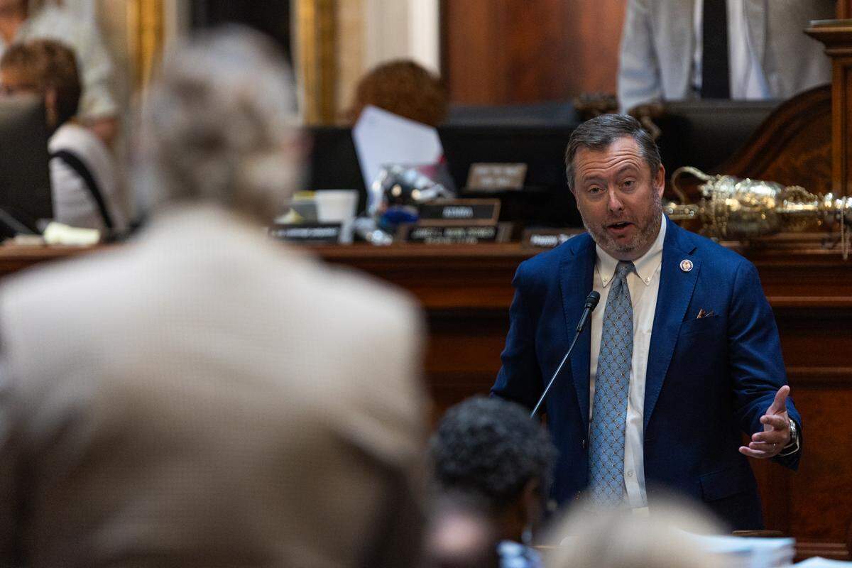 South Carolina State Rep. Jay Jordan, R-Florence, answers questions during the debate on House redistricting on Friday, May 15, 2026.