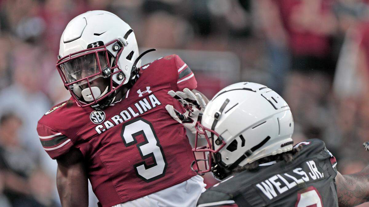 South Carolina’s O’Donnell Fortune (3) at the 2023 spring football game.