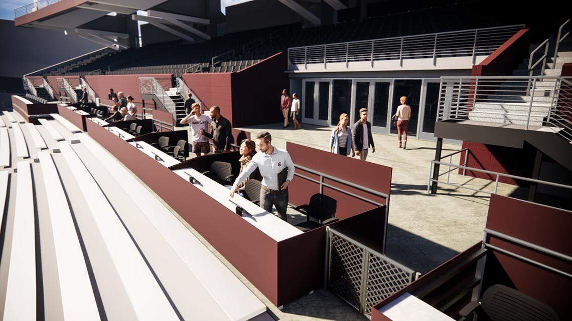 A view of the future East Club loge seating area at Williams-Brice Stadium.