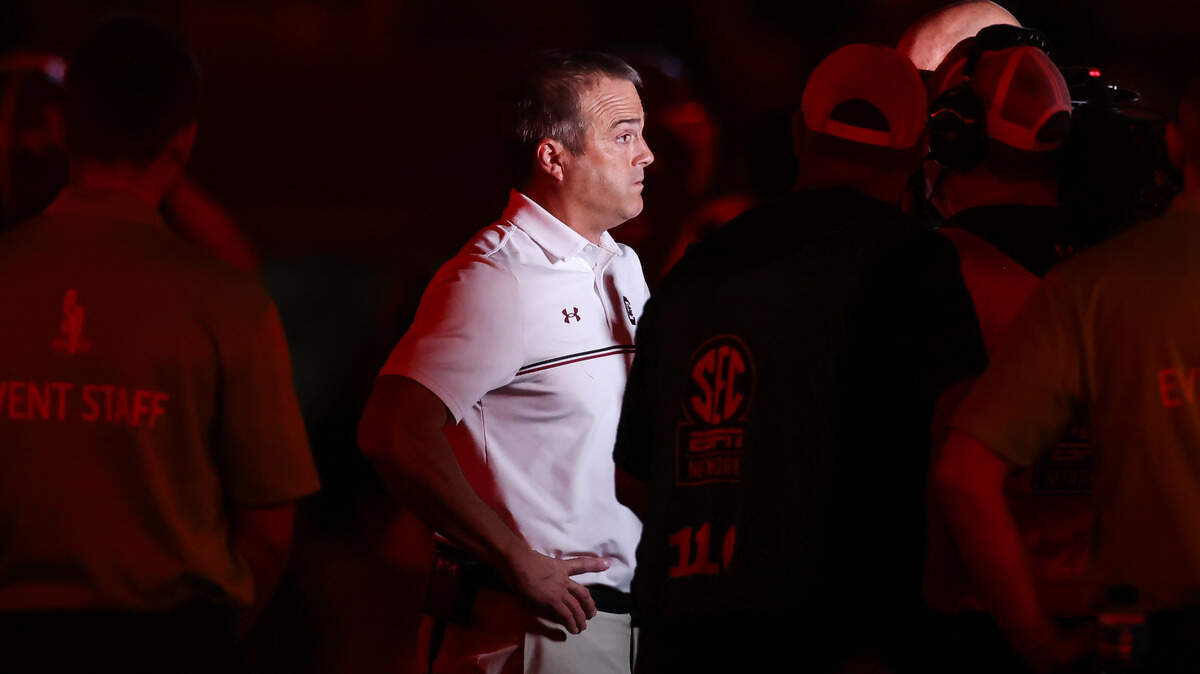 South Carolina head coach Shane Beamer is interviewed during the second half of the Gamecocks’ game against Vanderbilt at Williams-Brice Stadium in Columbia on Saturday, September 13, 2025.