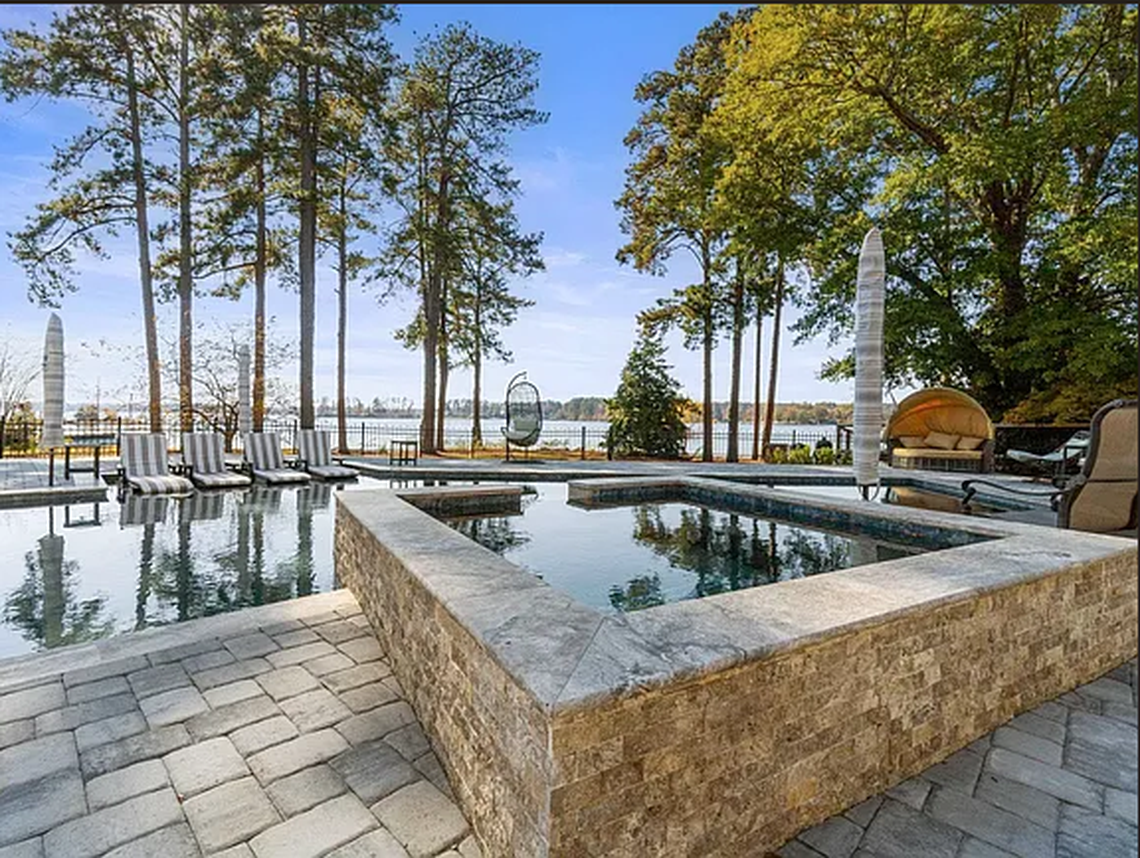 The pool beside the $7 million house on Lake Murray now listed for sale on Zillow.