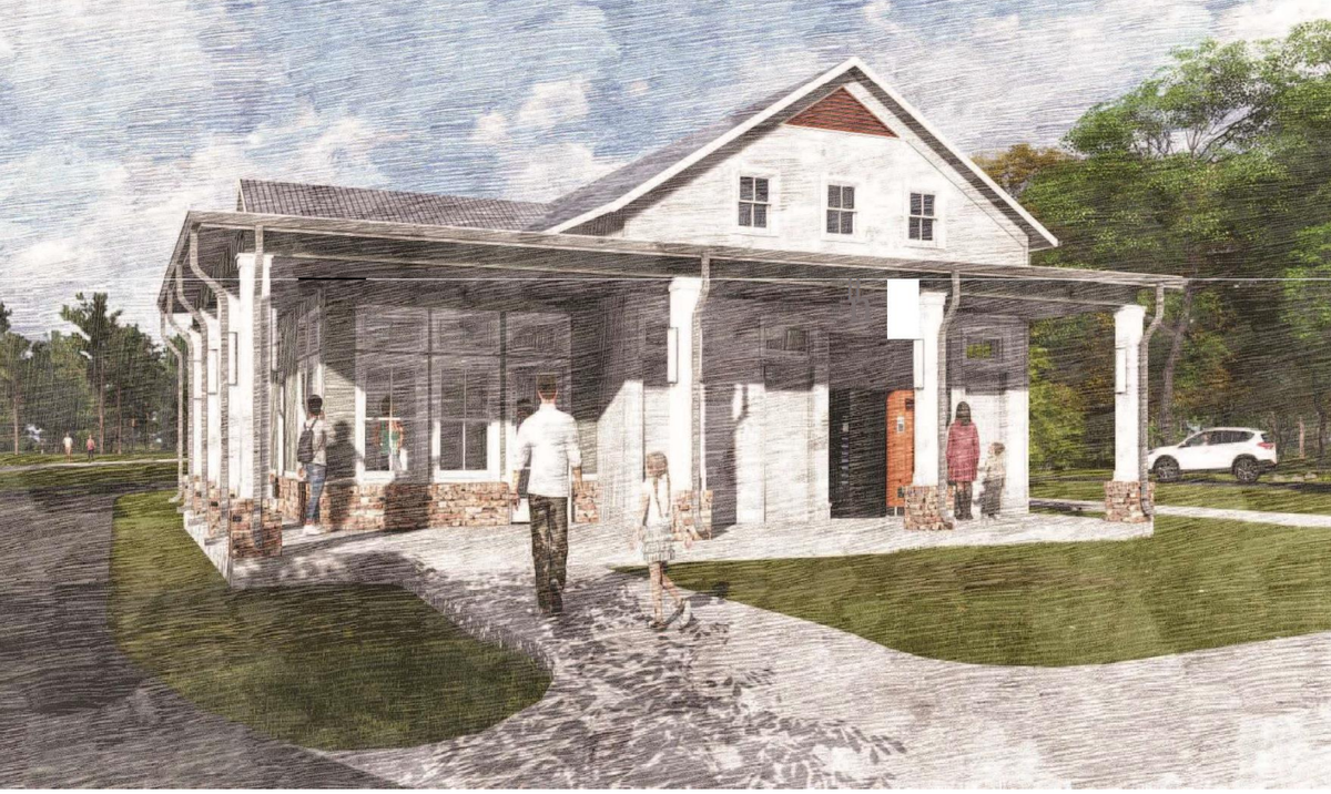 An artist’s rendering of a public building at the trailhead of the planned Lower Saluda Greenway near the Lake Murray dam.