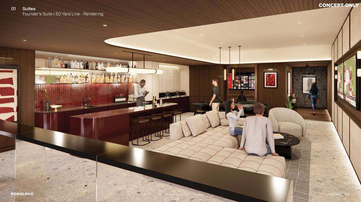 A look at the vision for the future founders club 50-yard-line suite at Williams-Brice Stadium.