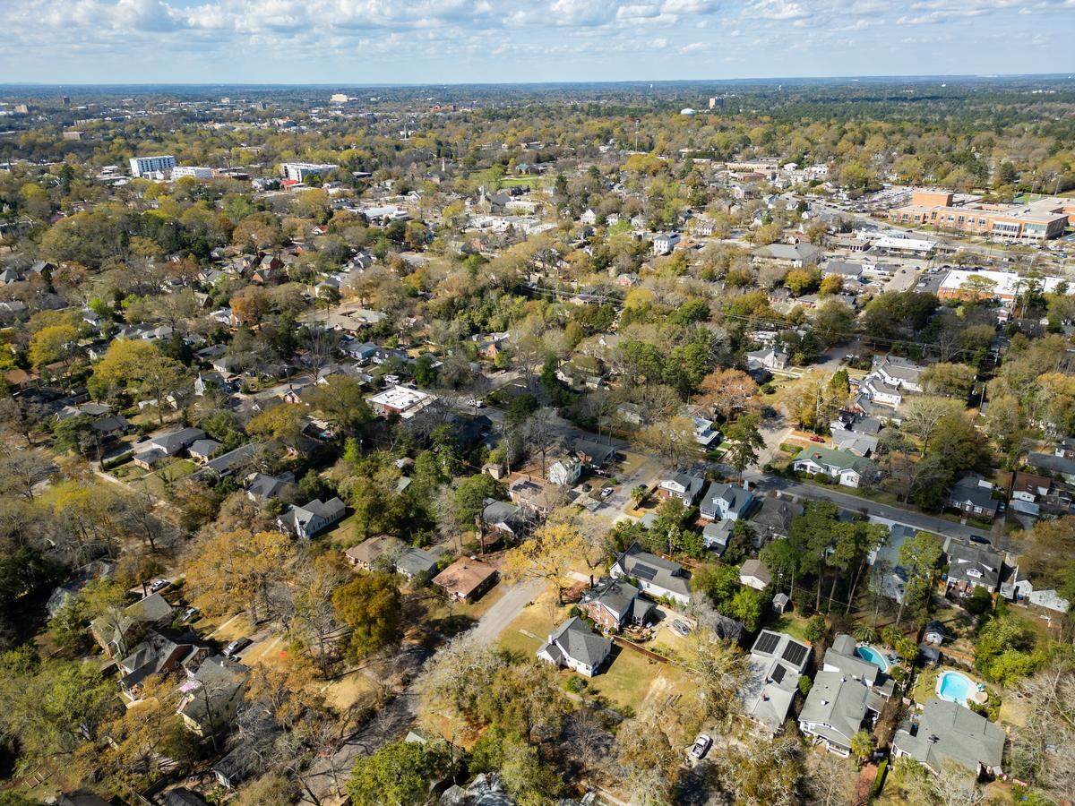 Shandon, a neighborhood in Columbia, S.C., as seen from the air on Tuesday. 