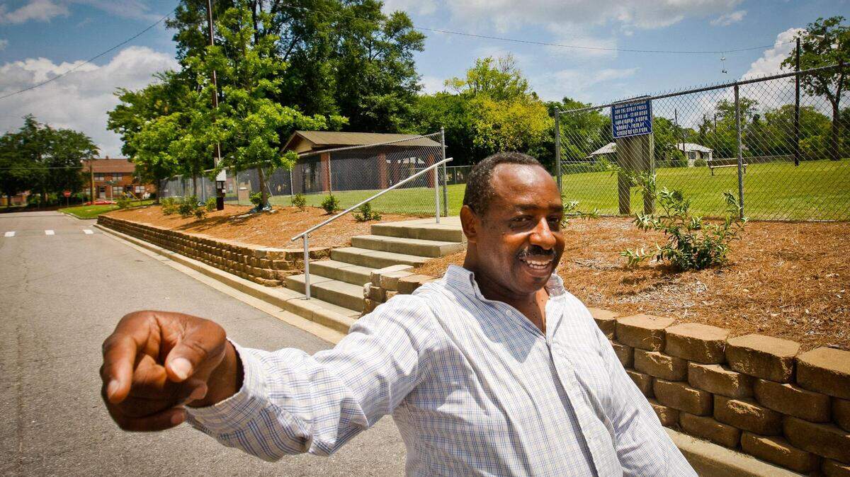 Lyon Street Community president, Marvin Heller walks through the community where he was born and still lives. Now that Columbia officials have won several national awards for their work in turning around the Waverly neighborhood, they are setting their sights on the Lyon Street community. The first step is to give police officers free rent to live in the neighborhood and establishing a loan program designed to help homeowners fix up their homes.