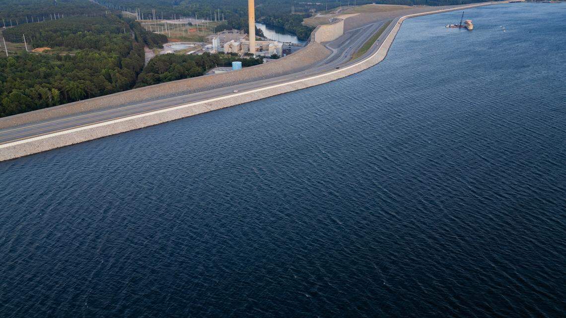 The Dreher Shoals Dam from the air on Wednesday, June 26, 2024.