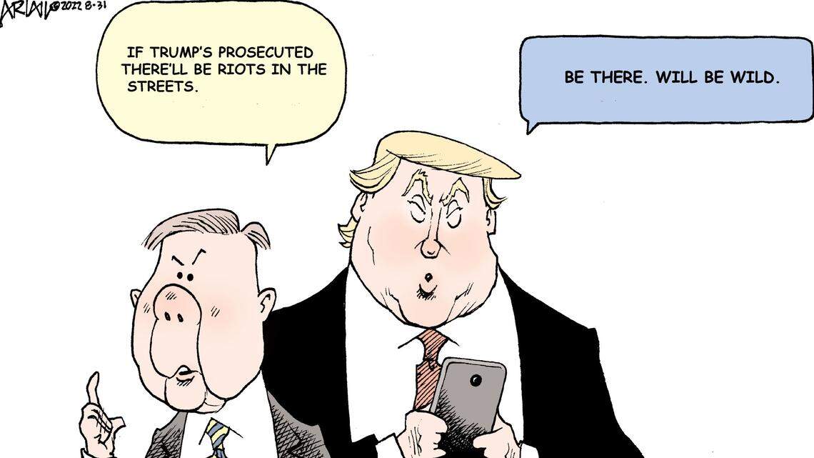Ariail toon: Sen. Lindsey Graham say there will be riots. Trump has some experience