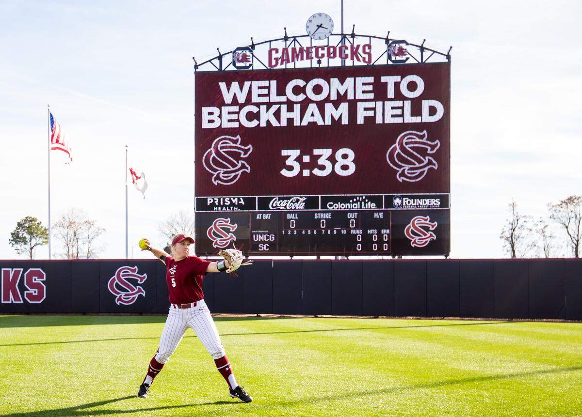 A new video board was installed before this season at Carolina Softball Stadium at Beckham Field.