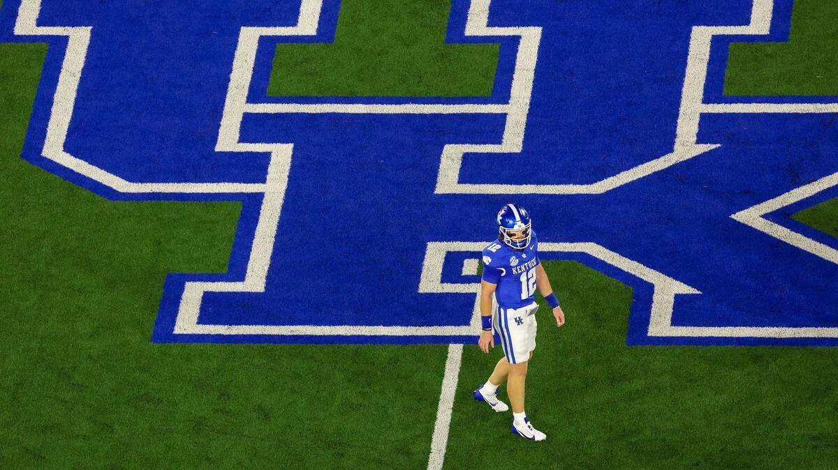 Kentucky Wildcats quarterback Brock Vandagriff during a football game against Southern Miss Saturday, Aug. 31, 2023 at Kroger Field in Lexington, Ky.